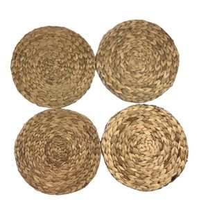 Round Eco-Friendly Natural Fibers Braided Place Mat Set Of 4 Boho Bohemian Décor